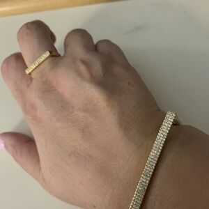 Elegant Gold and Silver Bracelet and Ring Set